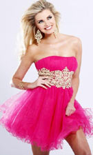 Sherri Hill 1104 Fuchsia/Gold Dress